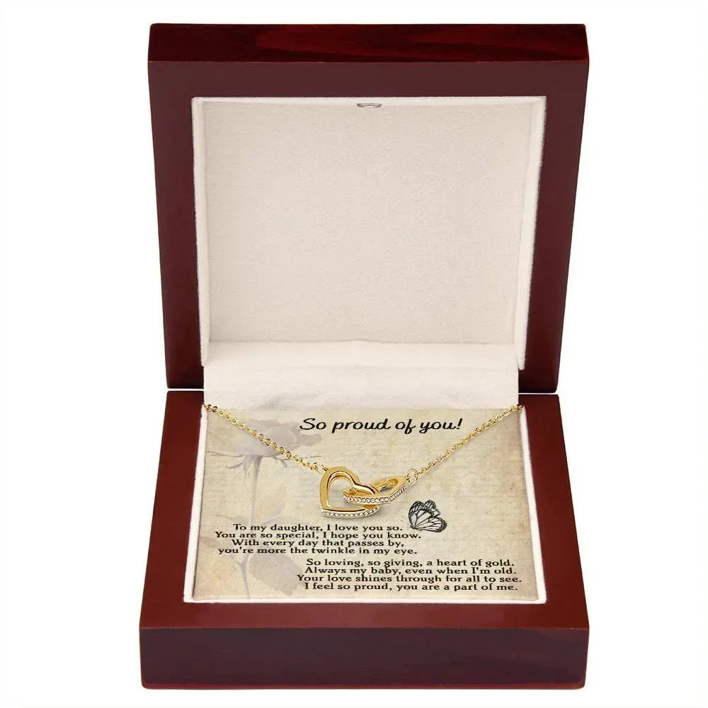 To My Daughter - Proud Of You - Interlocking Hearts Necklace