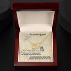To My Daughter - Proud Of You - Interlocking Hearts Necklace
