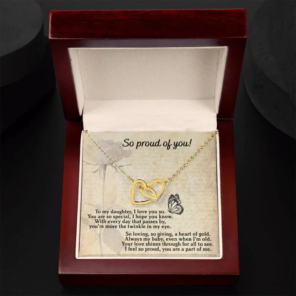 To My Daughter - Proud Of You - Interlocking Hearts Necklace