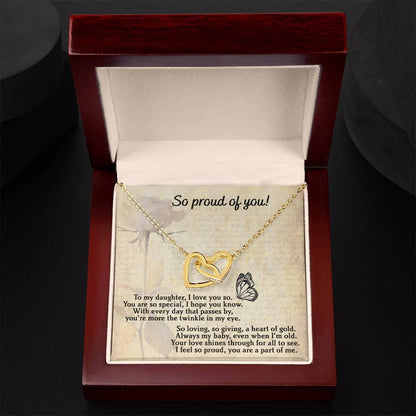 To My Daughter - Proud Of You - Interlocking Hearts Necklace - Mallard Moon Gift Shop