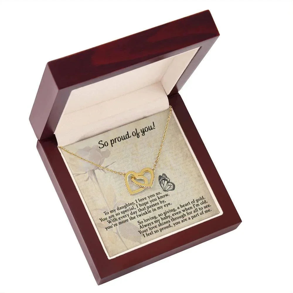 To My Daughter - Proud Of You - Interlocking Hearts Necklace