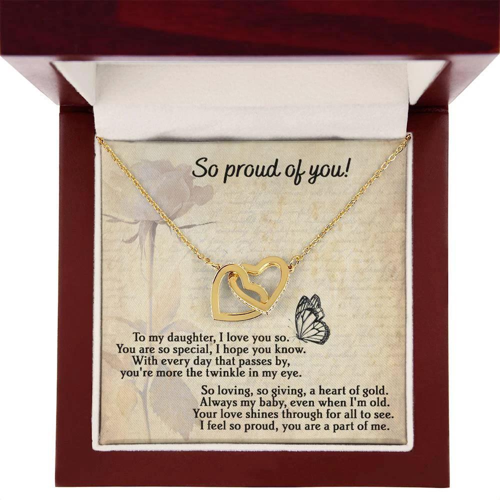 To My Daughter - Proud Of You - Interlocking Hearts Necklace