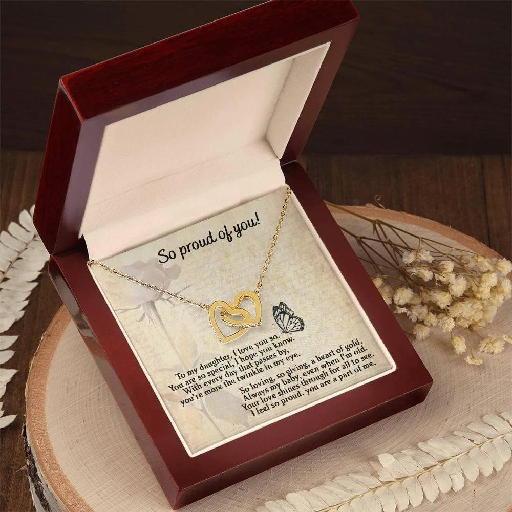 To My Daughter - Proud Of You - Interlocking Hearts Necklace