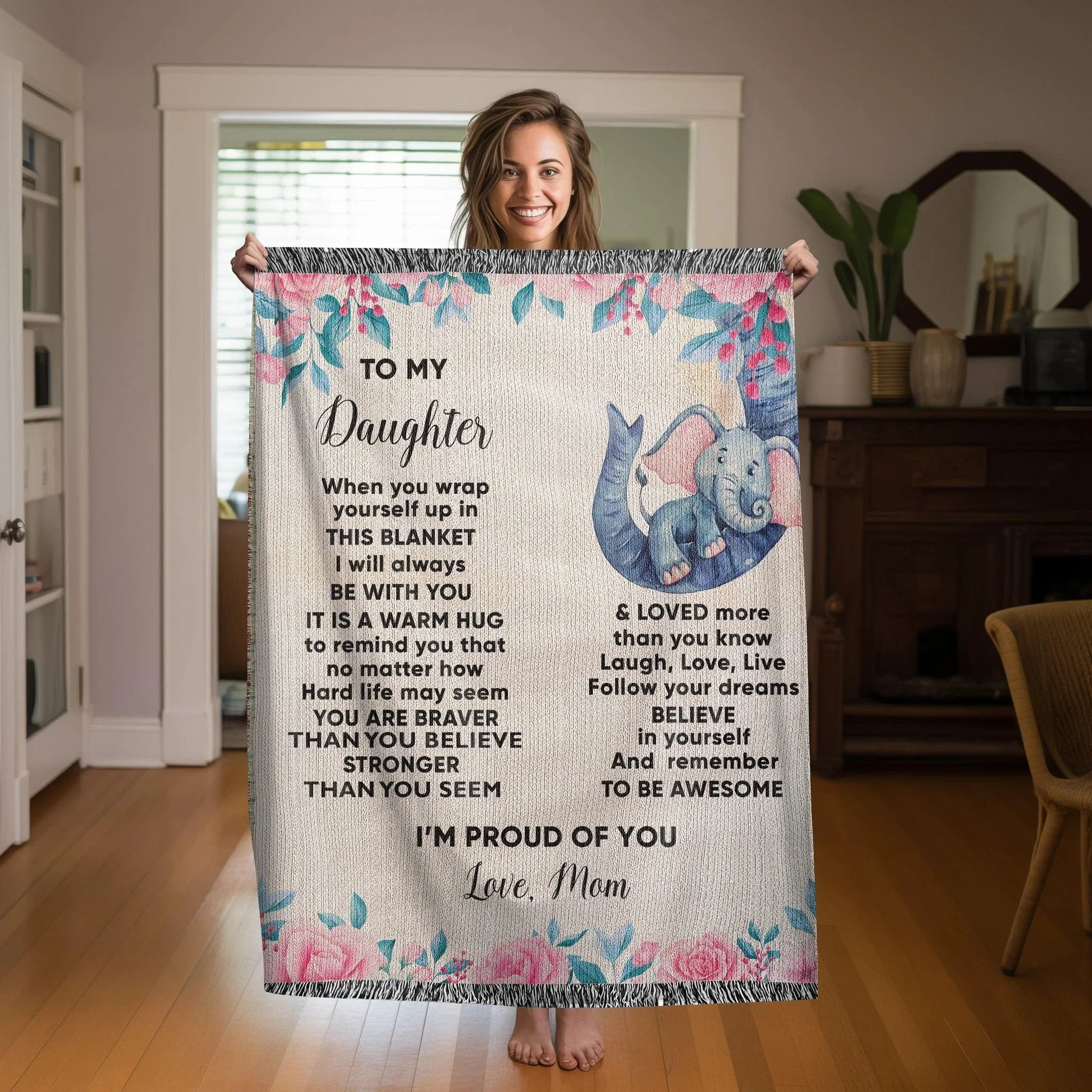 To My Daughter - You are Braver than you Believe and Loved More Than You Know Heirloom Woven Blanket