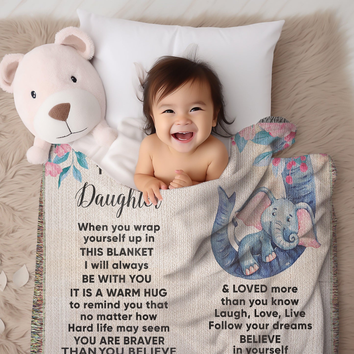 To My Daughter - You are Braver than you Believe and Loved More Than You Know Heirloom Woven Blanket - Mallard Moon Gift Shop