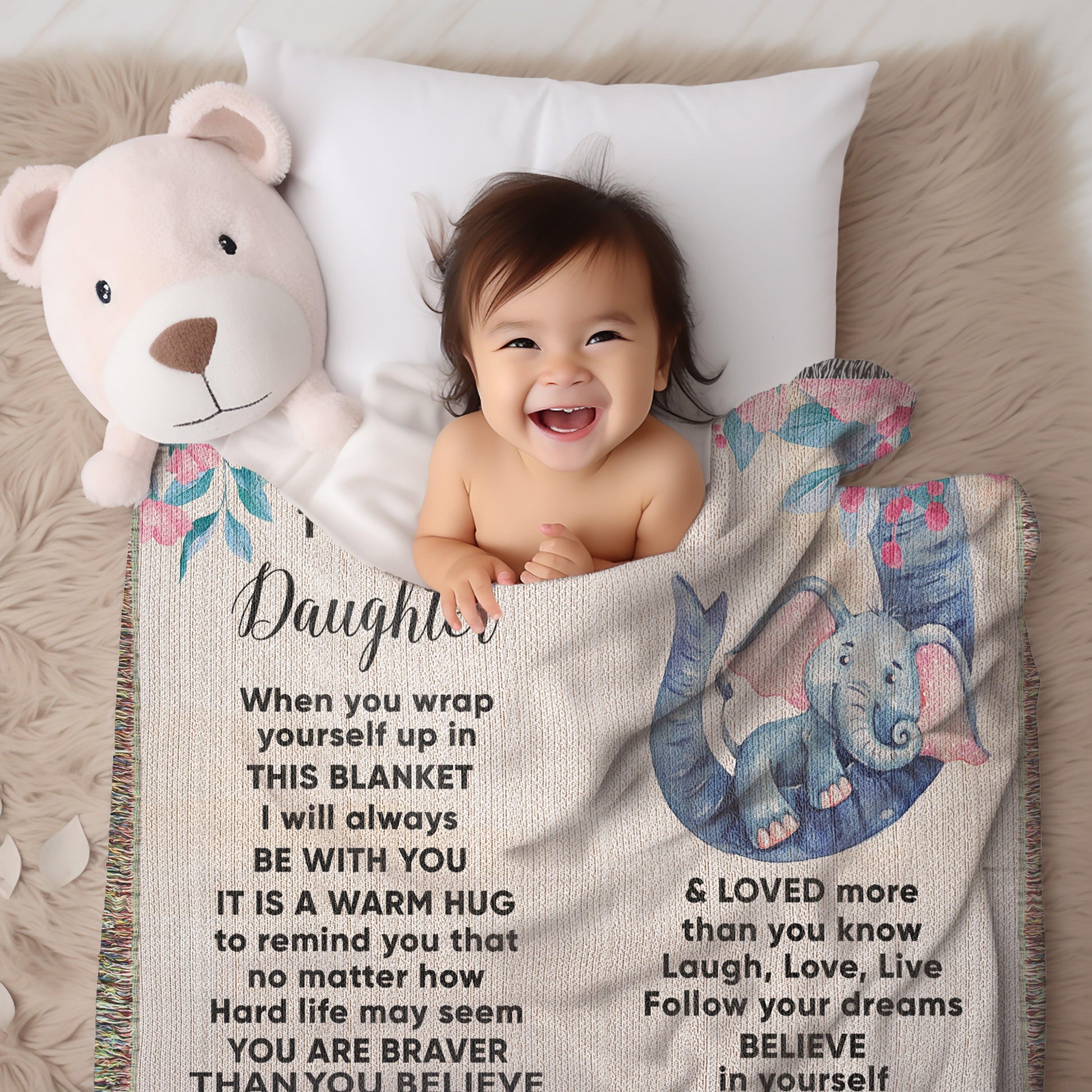 To My Daughter - You are Braver than you Believe and Loved More Than You Know Heirloom Woven Blanket - Mallard Moon Gift Shop