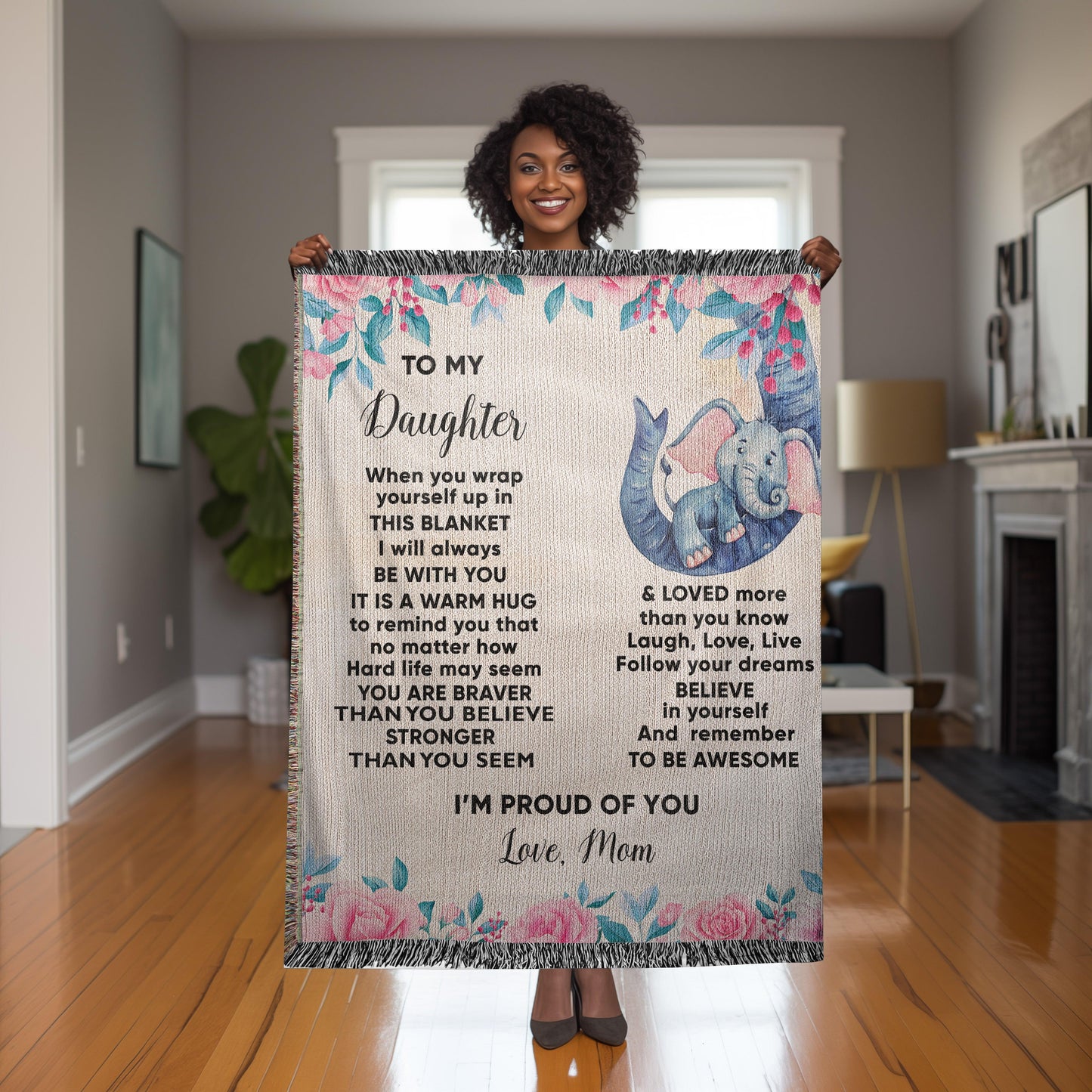 To My Daughter - You are Braver than you Believe and Loved More Than You Know Heirloom Woven Blanket - Mallard Moon Gift Shop