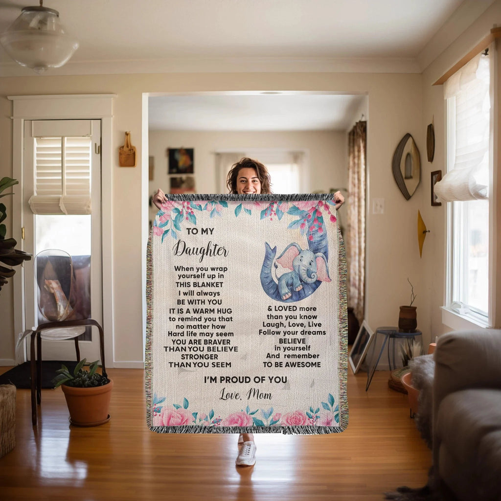 To My Daughter - You are Braver than you Believe and Loved More Than You Know Heirloom Woven Blanket