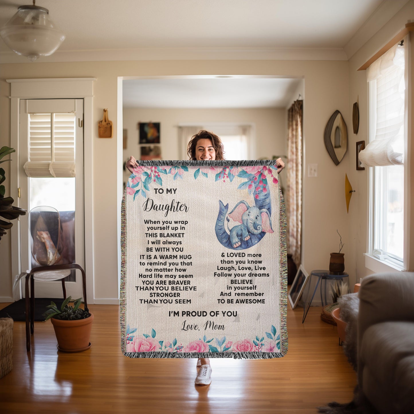 To My Daughter - You are Braver than you Believe and Loved More Than You Know Heirloom Woven Blanket - Mallard Moon Gift Shop