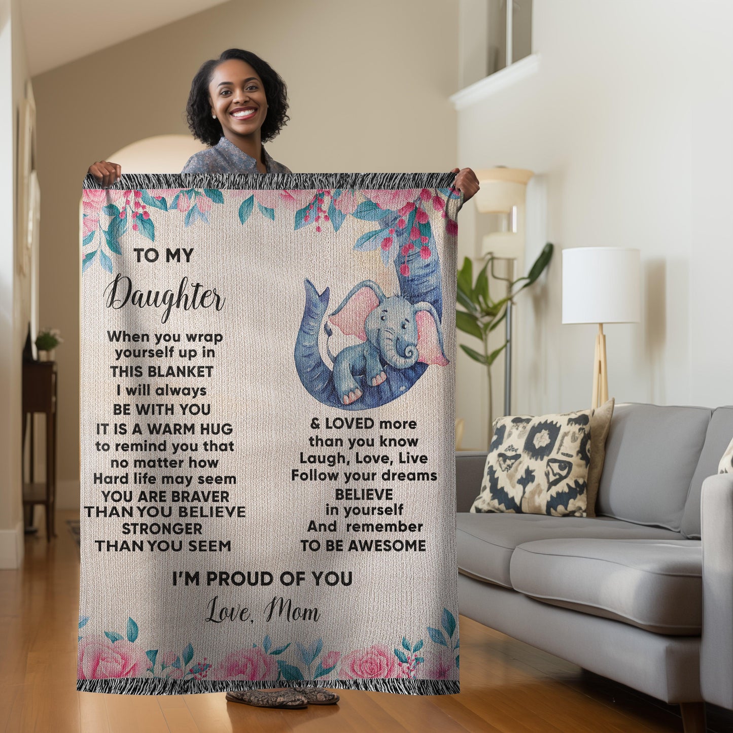 To My Daughter - You are Braver than you Believe and Loved More Than You Know Heirloom Woven Blanket - Mallard Moon Gift Shop