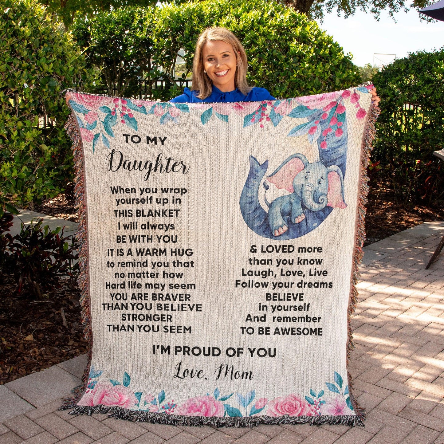 To My Daughter - You are Braver than you Believe and Loved More Than You Know Heirloom Woven Blanket - Mallard Moon Gift Shop