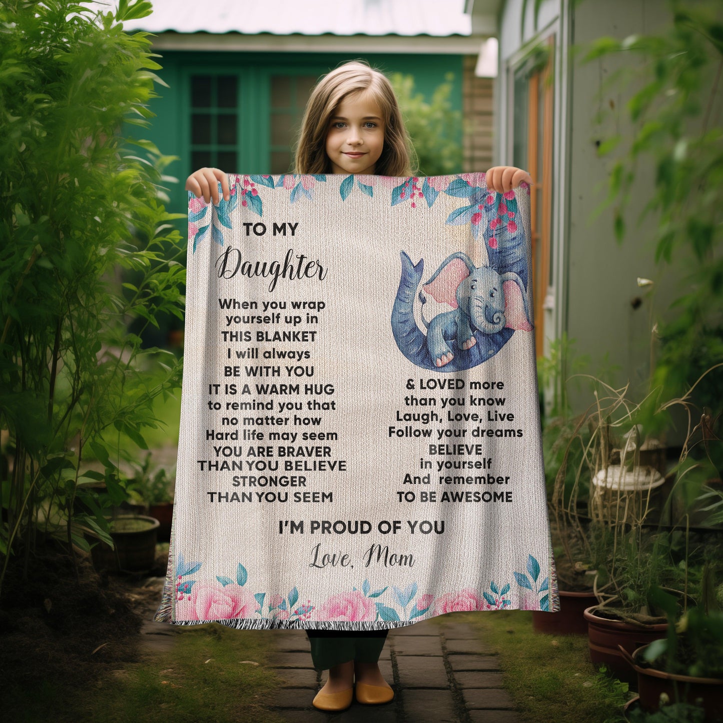To My Daughter - You are Braver than you Believe and Loved More Than You Know Heirloom Woven Blanket - Mallard Moon Gift Shop