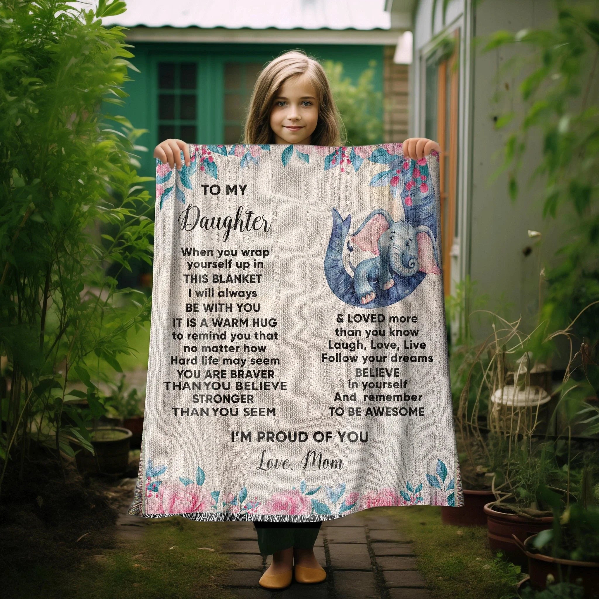 To My Daughter - You are Braver than you Believe and Loved More Than You Know Heirloom Woven Blanket
