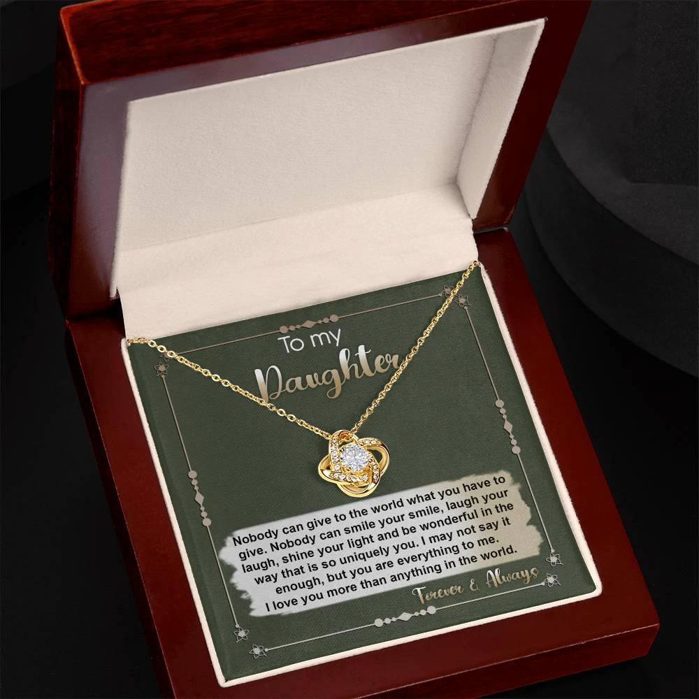 To My Daughter - You are Everything To Me - Love Knot Necklace