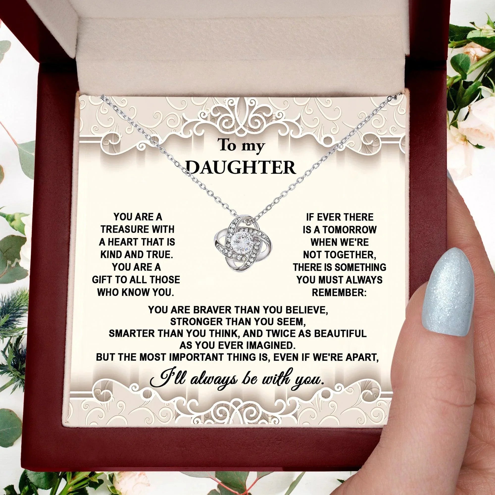 To My Daughter You are Kind and True Love Knot Necklace