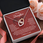 To My Daughter You Are the Beat of My Heart Interlocking Hearts Necklace
