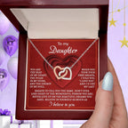 To My Daughter You Are the Beat of My Heart Interlocking Hearts Necklace
