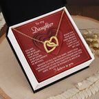 To My Daughter You Are the Beat of My Heart Interlocking Hearts Necklace