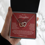 To My Daughter You Are the Beat of My Heart Interlocking Hearts Necklace