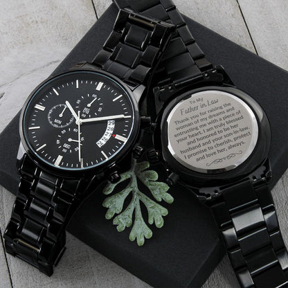 To My Father in Law from Son in Law Engraved Wrist Watch - Mallard Moon Gift Shop