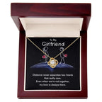 To My Girlfriend Distance Never Separates Two Hearts Valentine Love Knot Necklace