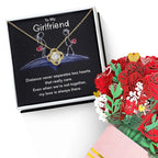 To My Girlfriend Distance Never Separates Two Hearts Valentine Love Knot Necklace