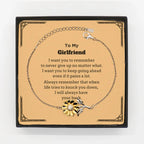 To My Girlfriend Gifts, Never give up no matter what, Inspirational Girlfriend Sunflower Bracelet, Encouragement Birthday Christmas Unique Gifts For Girlfriend