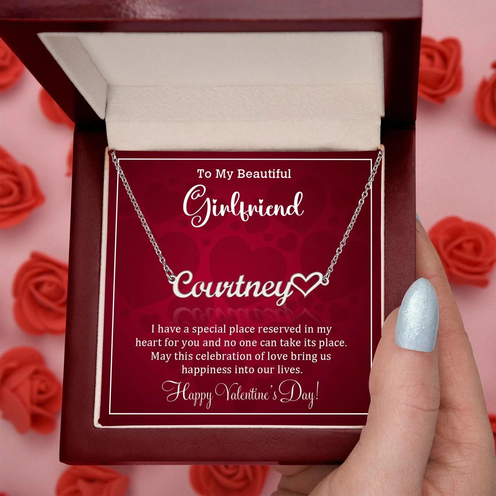 To My Girlfriend I have a Place Reserved Valentine Heart Name Necklace