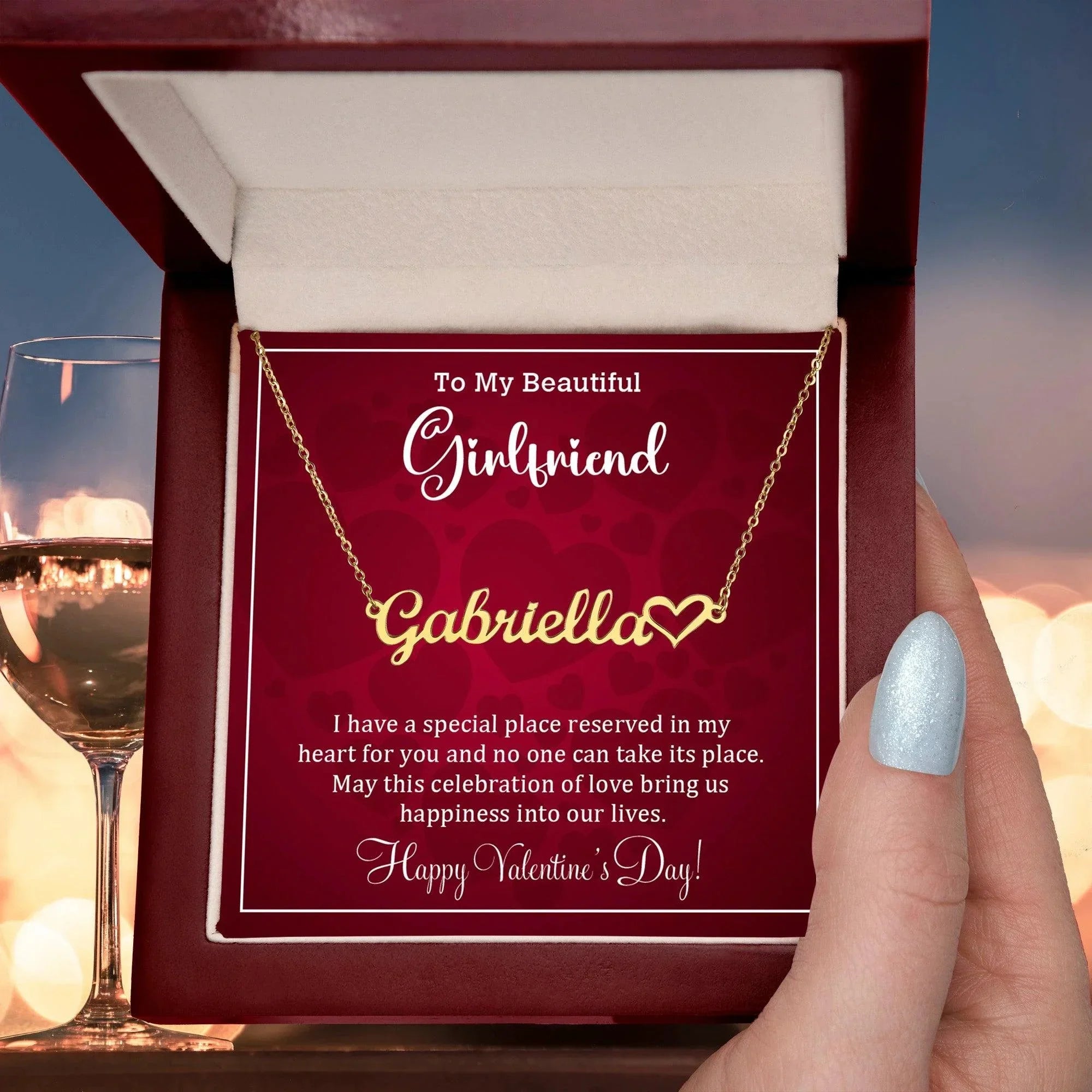 To My Girlfriend I have a Place Reserved Valentine Heart Name Necklace