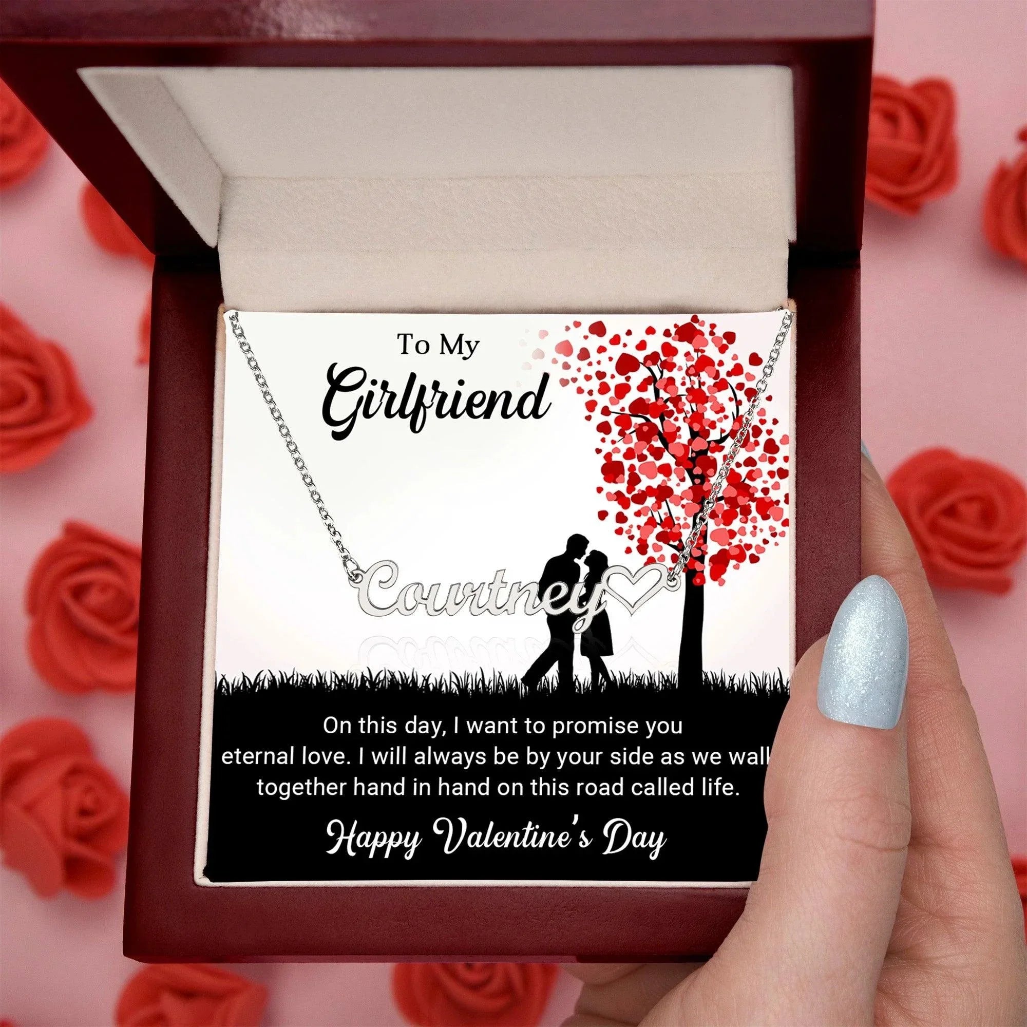 To My Girlfriend I Promise You Eternal Love Valentine Heart Name Necklace