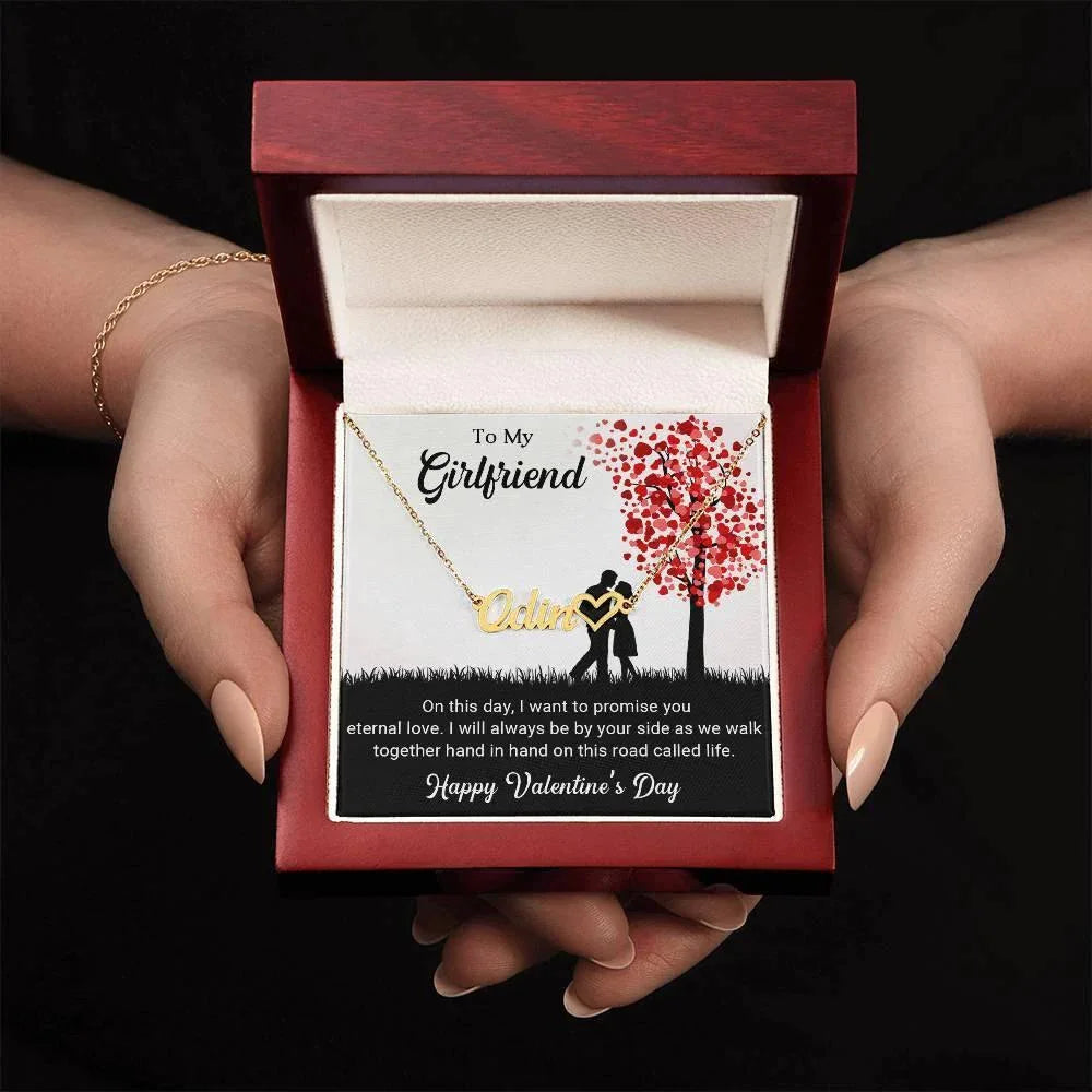 To My Girlfriend I Promise You Eternal Love Valentine Heart Name Necklace