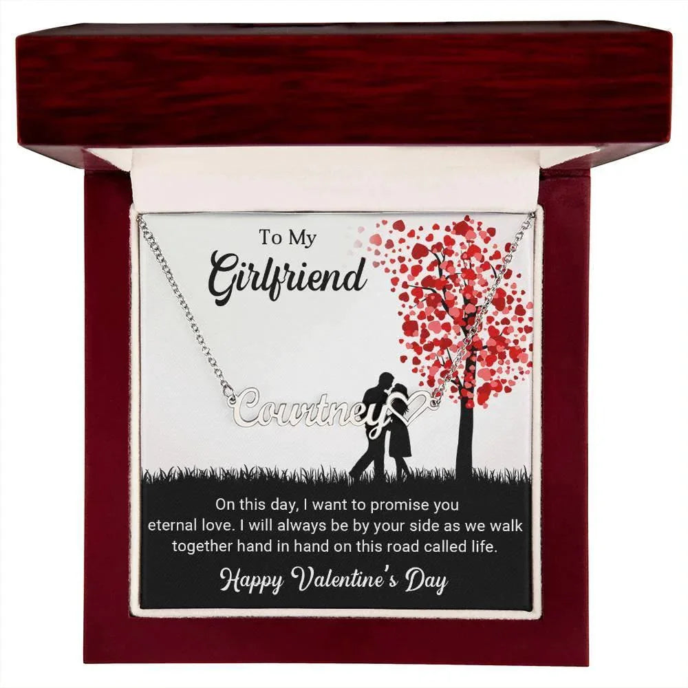 To My Girlfriend I Promise You Eternal Love Valentine Heart Name Necklace