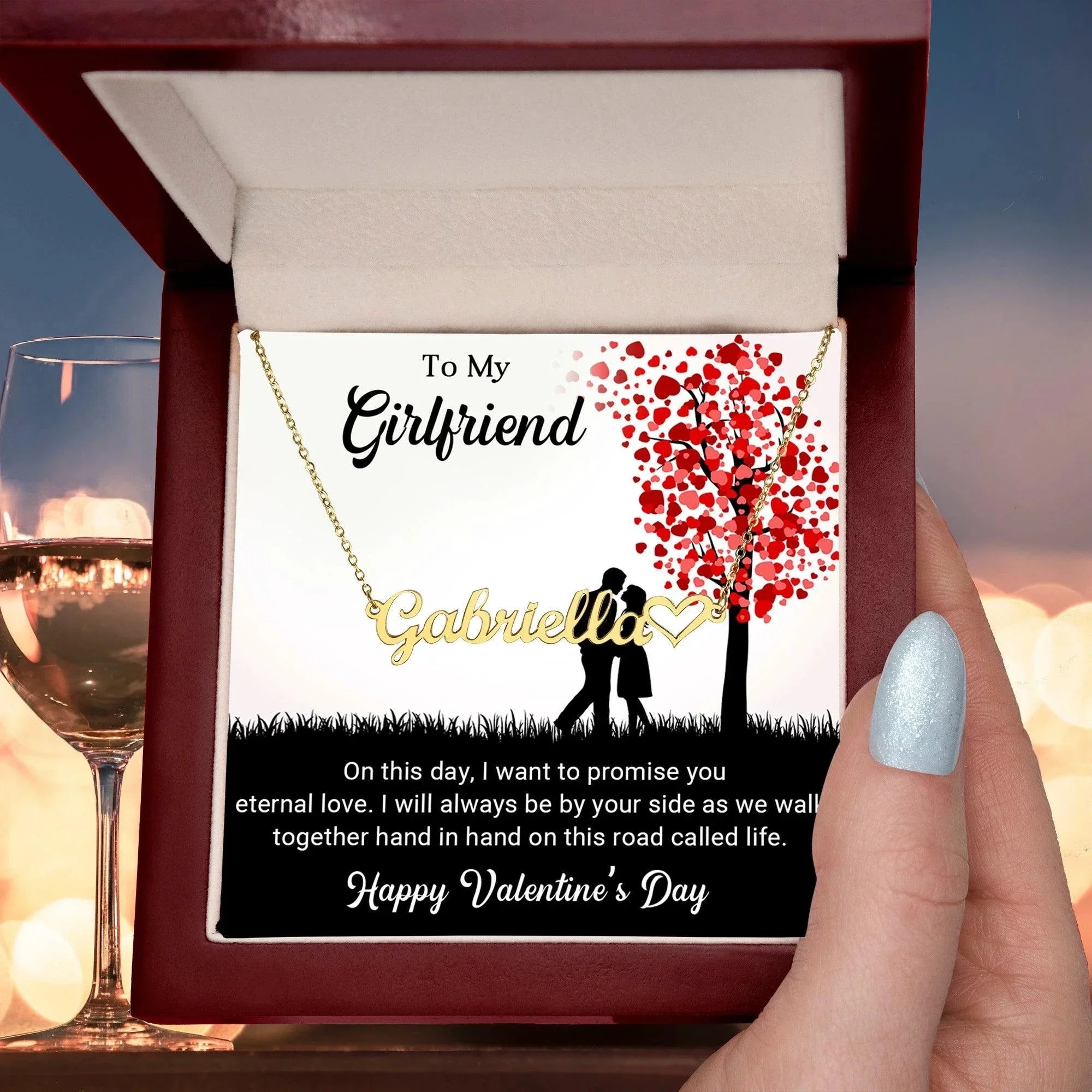 To My Girlfriend I Promise You Eternal Love Valentine Heart Name Necklace
