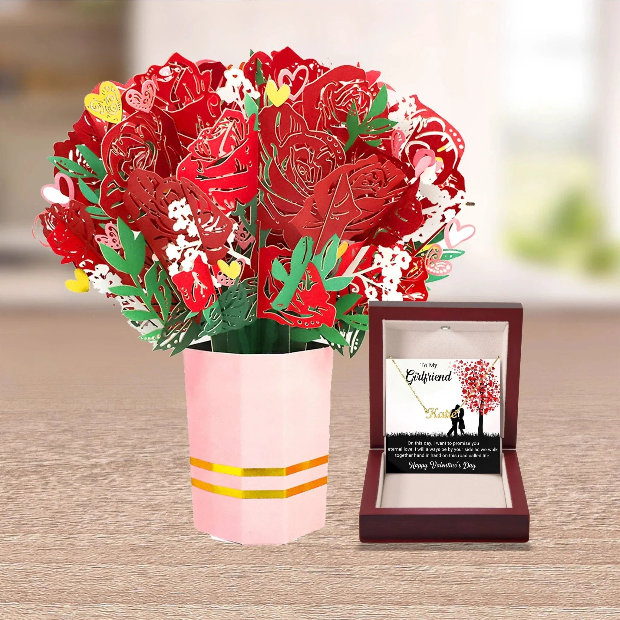 To My Girlfriend I Promise You Eternal Love Valentine Heart Name Necklace