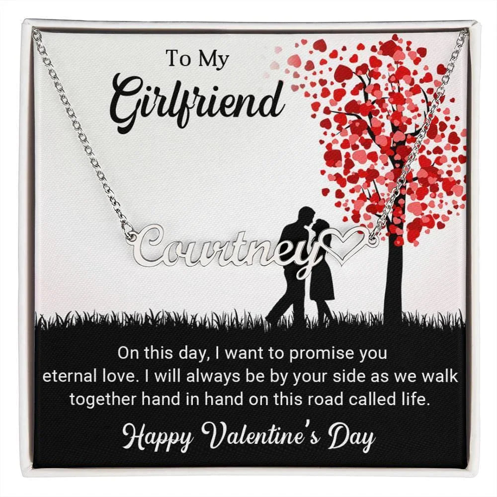 To My Girlfriend I Promise You Eternal Love Valentine Heart Name Necklace