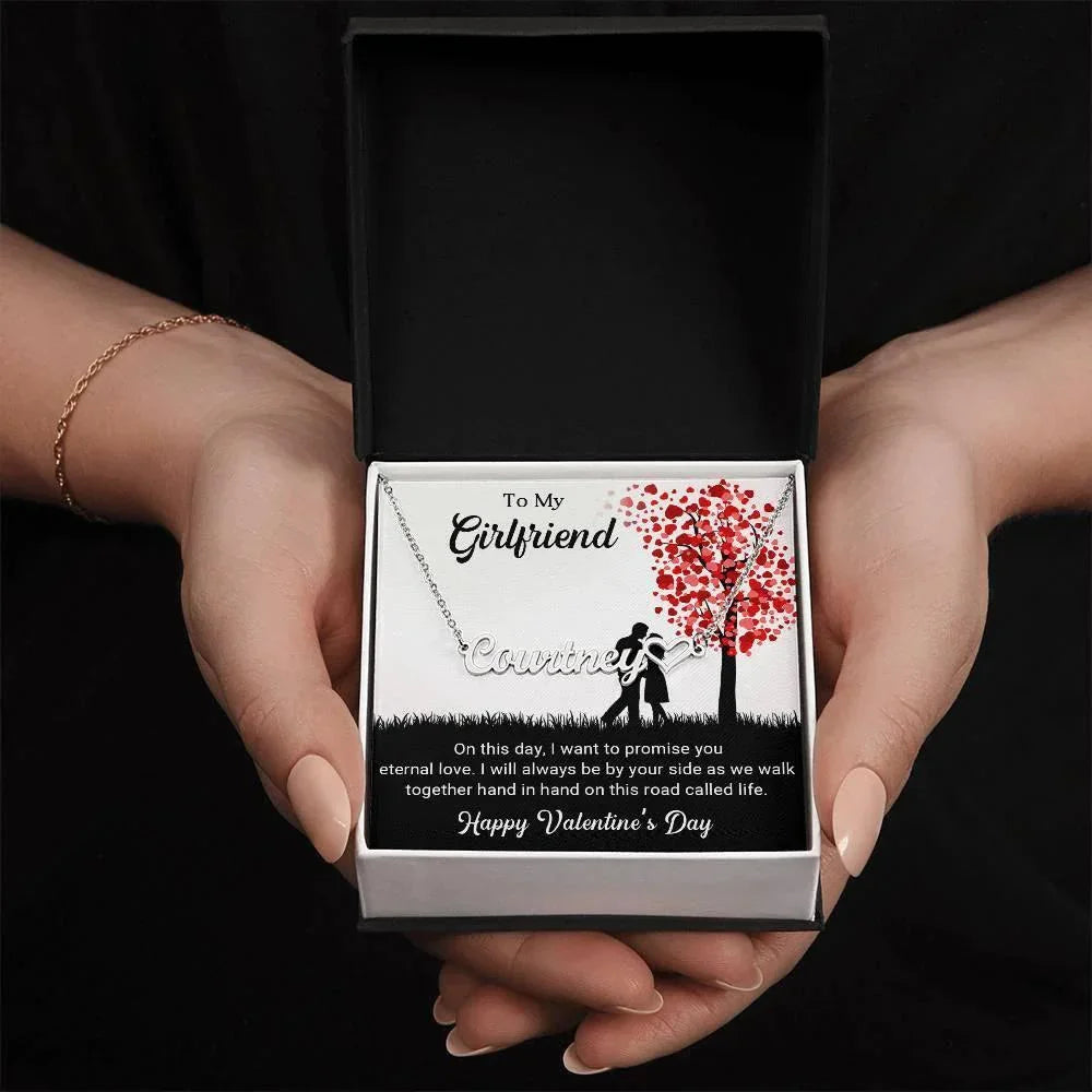 To My Girlfriend I Promise You Eternal Love Valentine Heart Name Necklace