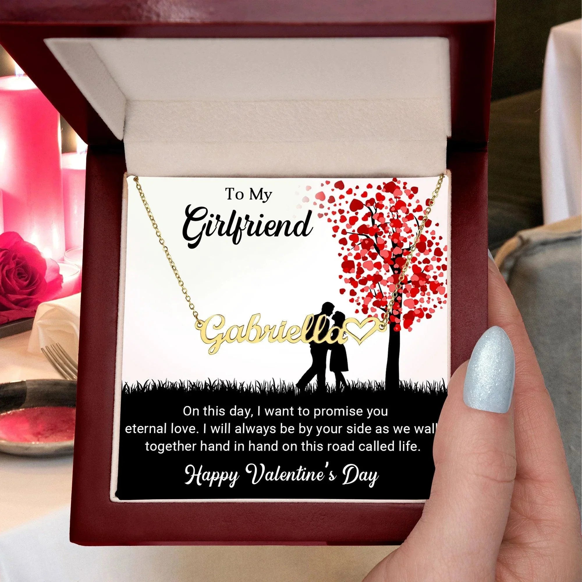 To My Girlfriend I Promise You Eternal Love Valentine Heart Name Necklace