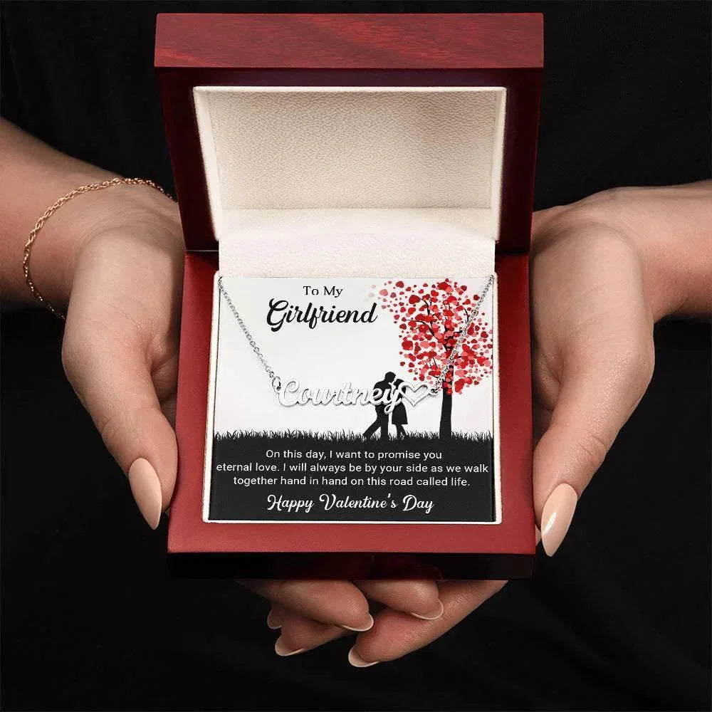 To My Girlfriend I Promise You Eternal Love Valentine Heart Name Necklace