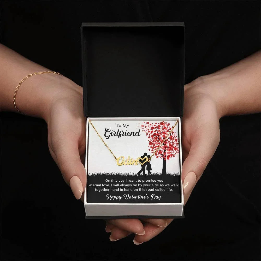 To My Girlfriend I Promise You Eternal Love Valentine Heart Name Necklace