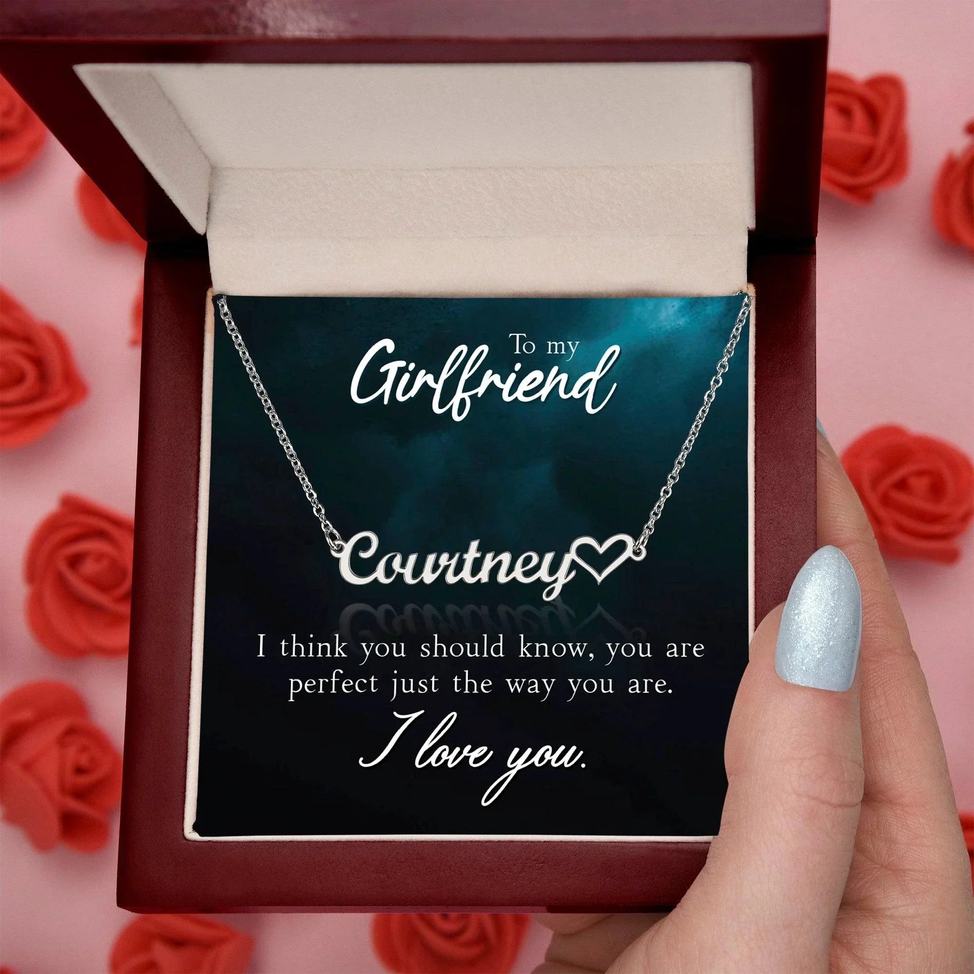 To My Girlfriend I Think you Should Know Personalized Heart Name Necklace