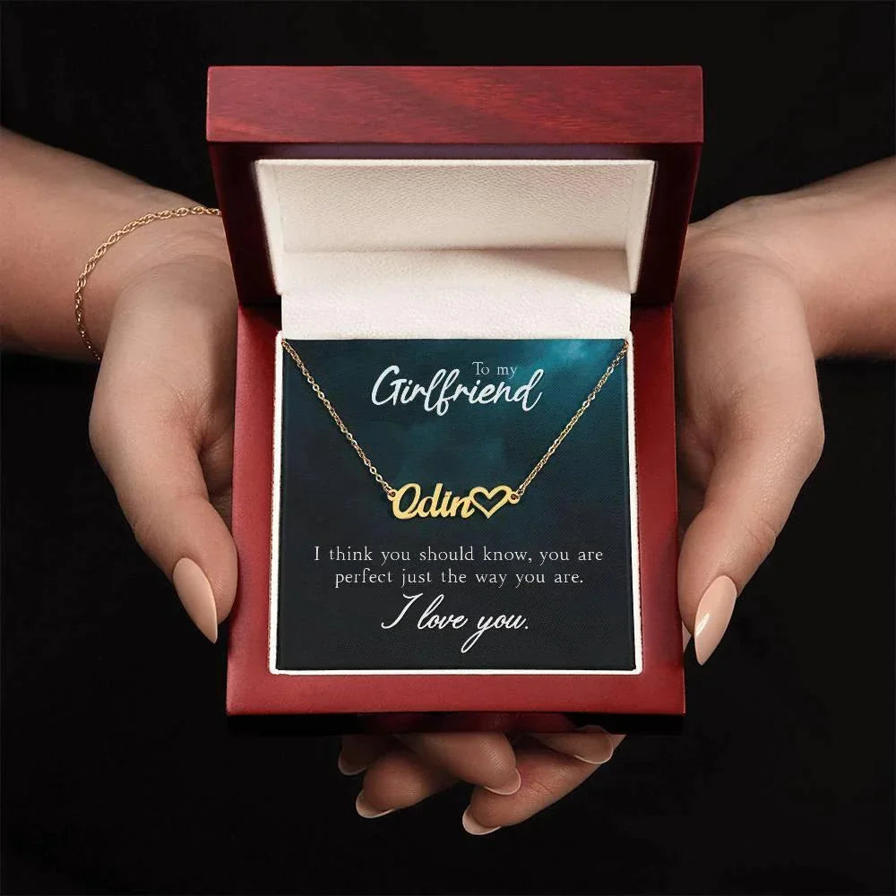 To My Girlfriend I Think you Should Know Personalized Heart Name Necklace