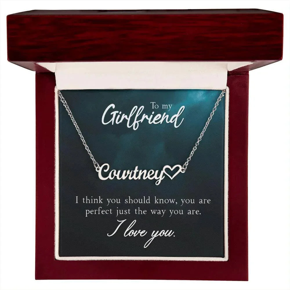 To My Girlfriend I Think you Should Know Personalized Heart Name Necklace