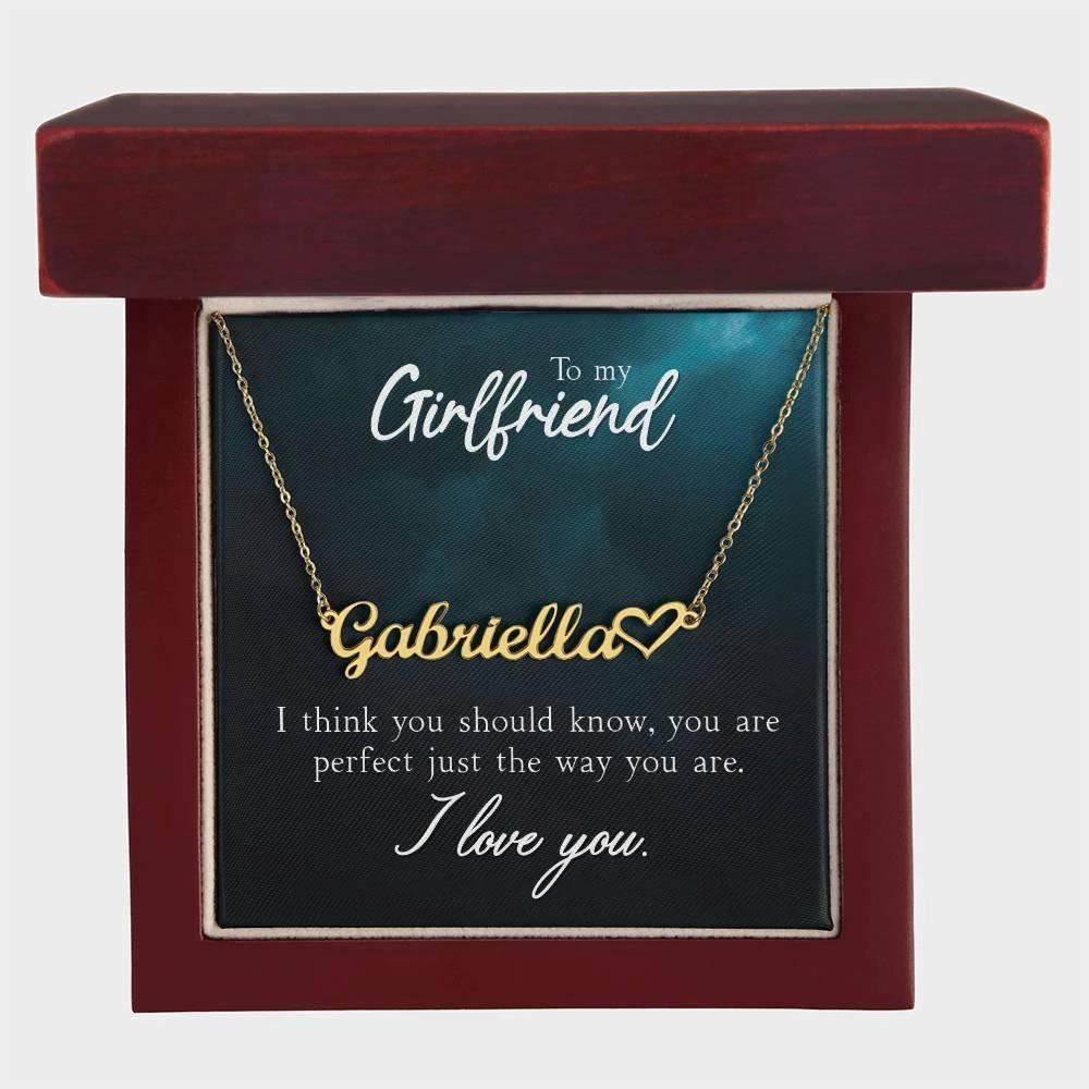 To My Girlfriend I Think you Should Know Personalized Heart Name Necklace