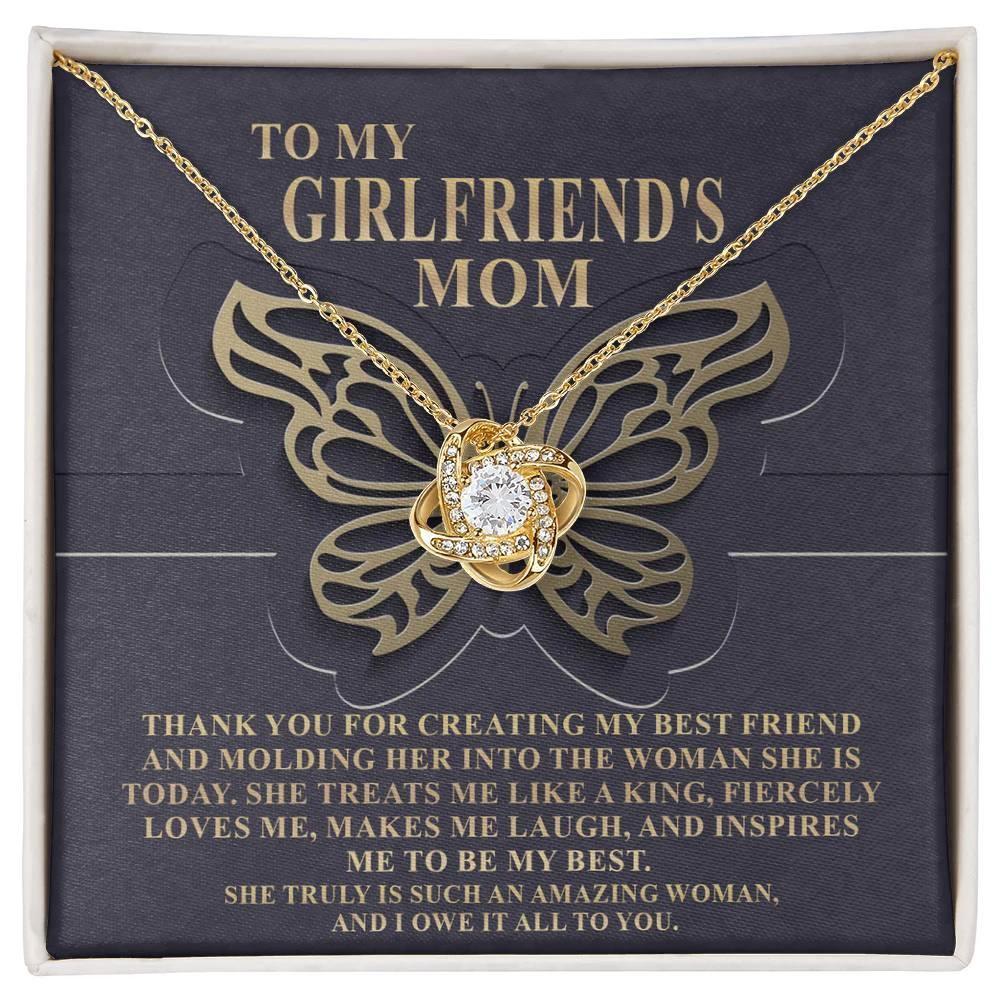 To My Girlfriend's Mom Thank You For My Best Friend Love Knot Pendant Necklace