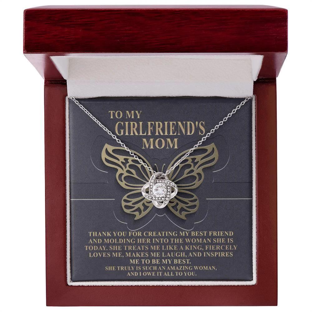 To My Girlfriend's Mom Thank You For My Best Friend Love Knot Pendant Necklace