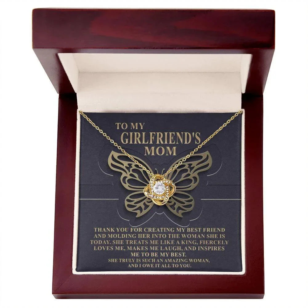To My Girlfriend's Mom Thank You For My Best Friend Love Knot Pendant Necklace