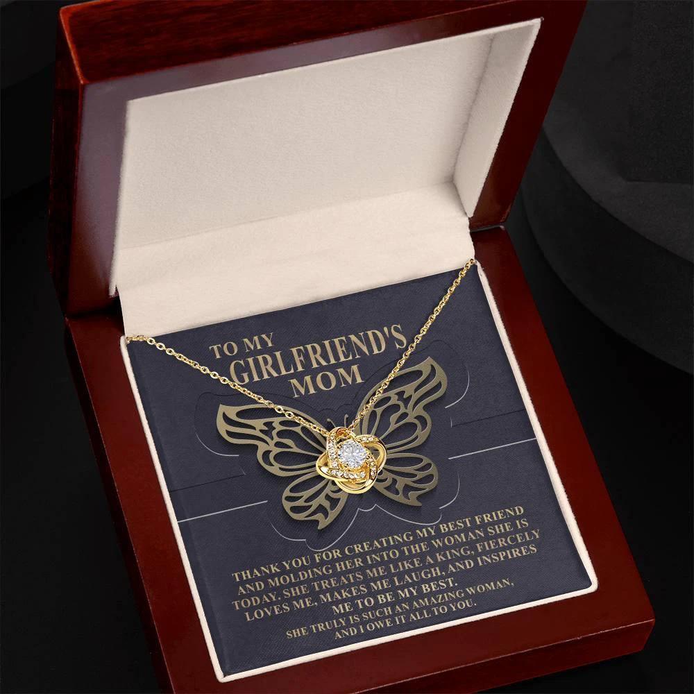 To My Girlfriend's Mom Thank You For My Best Friend Love Knot Pendant Necklace