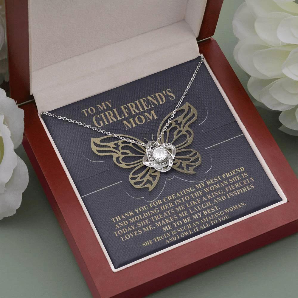 To My Girlfriend's Mom Thank You For My Best Friend Love Knot Pendant Necklace