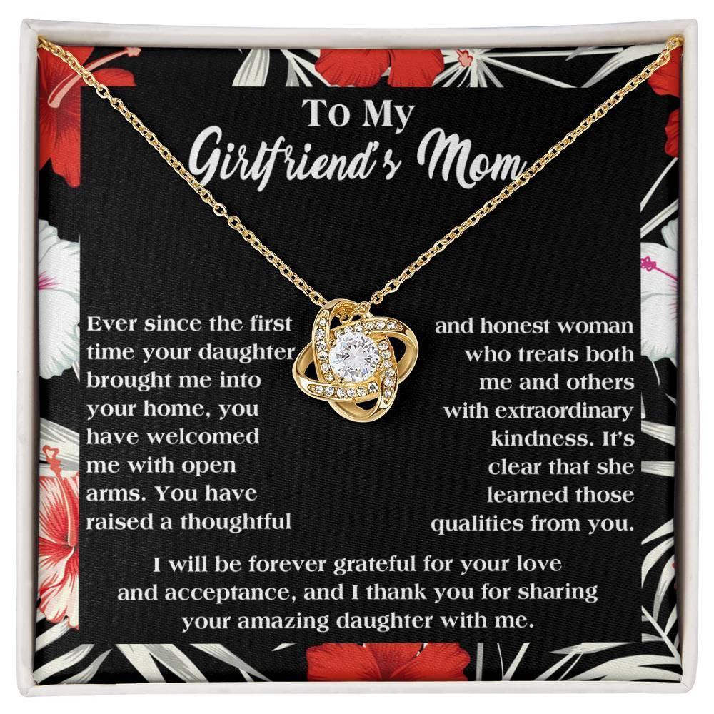 To My Girlfriend's Mom Thank You For Raising an Amazing Daughter Love Knot Pendant Necklace