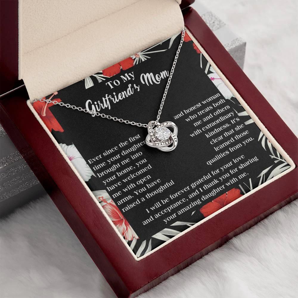 To My Girlfriend's Mom Thank You For Raising an Amazing Daughter Love Knot Pendant Necklace